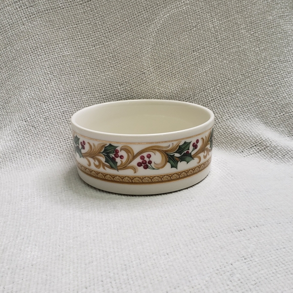 Candy Bowl Dish Round Powder Trinket Box Mikasa Holiday Orchard Vintage 1980s - Picture 6 of 8